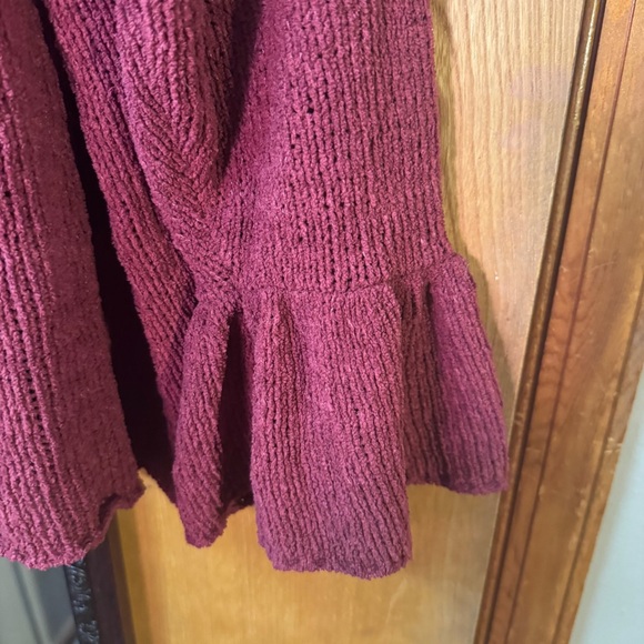 Burgundy Bell Sleeve Knit Sweater - Picture 2 of 4